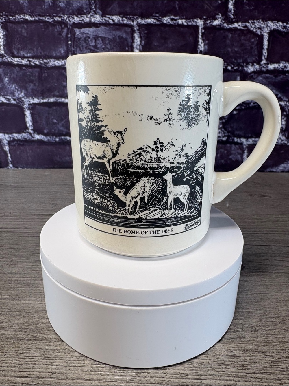 Vintage Currier and Ives Home of the Deer Ceramic Coffee Mug